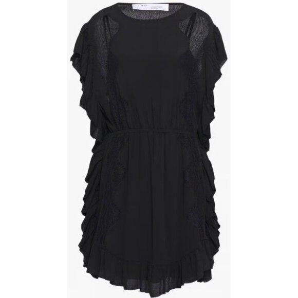 IRO Zestful Lace Inset Black Mini Dress Size 34 XS - Picture 11 of 16
